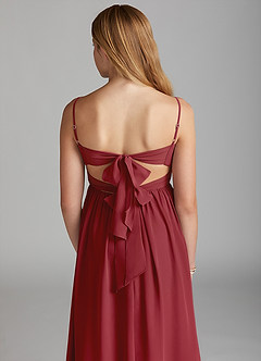 Azazie Zeya Junior Pomegranate A-Line Chiffon Dress image2