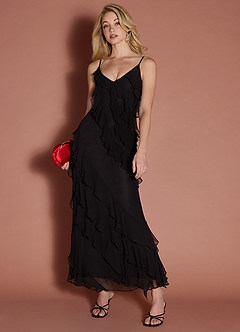 Ynez Black Ruffle Maxi Dress image7