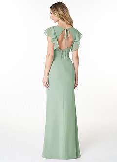 Azazie Val Brautjungfernkleider Meerjungfrau-Linie Schlüssellochausschnitt mit V-Ausschnitt Chiffon Kleid Agave image2