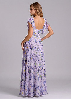 Azazie Leilani Bridesmaid Dresses Lilac Bloom A-Line Pleated Chiffon Dress image5