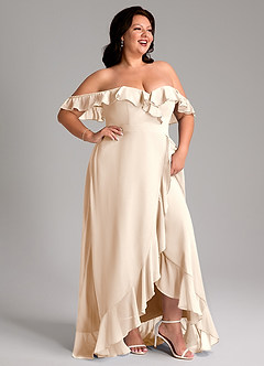 Azazie Lyra Bridesmaid Dresses White Alabaster A-Line Chiffon Convertible Dress image14