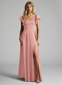 Azazie Bondi Bridesmaid Dresses Rosette A-Line Bow Stretch Satin Dress image5
