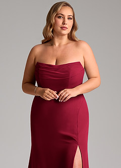 Azazie Saige Robes de demoiselle d'honneur Robe Trapèze Convertible en Mousseline de soie Épaule décolletée Bourgogne image11