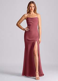 Azazie Grata Bridesmaid Dresses Merlot Mermaid Pleated Chiffon Dress image6