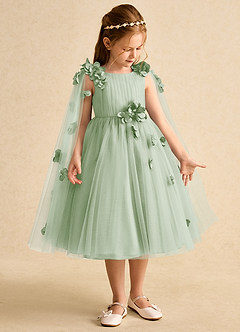 Azazie Staria Flower Girl Klänningar Klänning Balklänning i Tyll Ruched image7