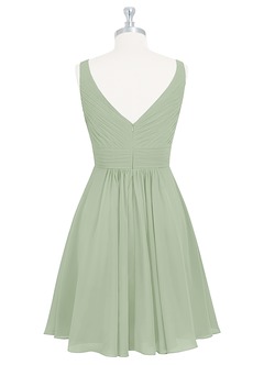 Azazie Grace Bridesmaid Dresses Dusty Sage A-Line Pleated Chiffon Dress image8