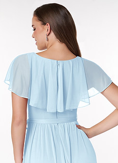 Azazie Jael Bridesmaid Dresses Sky Blue A-Line V-Neck Mesh Dress image6