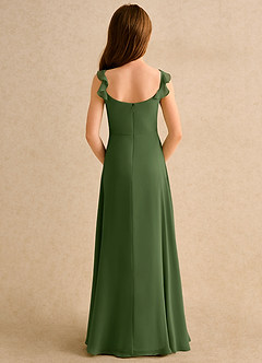Azazie Puppy Girls Formal Flower Girl Dresses Olive A-Line Pleated Chiffon Dress image2