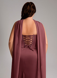Azazie Sorrel Brudtärnklänningar Klänning av Sjöjungfru i Stretch Satin Axelbandslös Merlot Konvertibel image11