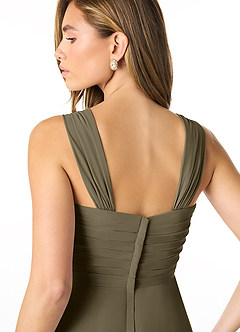 Azazie Kaitlynn Abiti da Damigella Abito Convertibile Impero in Chiffon Increspato Willow Green image7