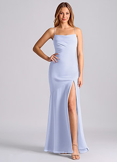 Azazie Grata Brudtärnklänningar Klä av Sjöjungfru i Chiffong Plisserad Lavendel image6