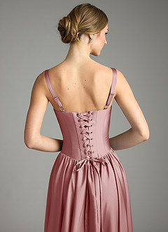 Azazie Evadina Suknie dla druhen Linia A Gorset Satyna elastyczna Do ziemi Sukienka image6