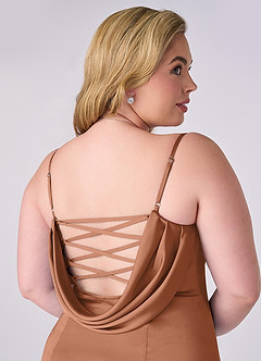 Barbie ♥ Azazie Jurken voor bruidsmeisjes Jurk van Stretch Satijn met Zeemeermin Korset Bronzeertint image8