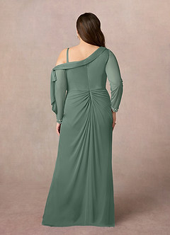 Azazie Marna Kleider für die Brautmutter Etui One-Shoulder Gittergewebe Kleid Eukalyptus image8