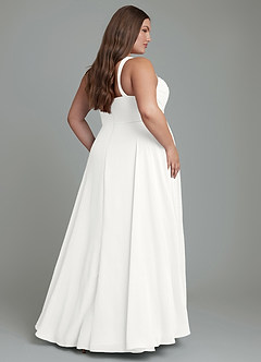 Azazie Shaude Bridesmaid Dresses White A-Line Pleated Chiffon Dress image7