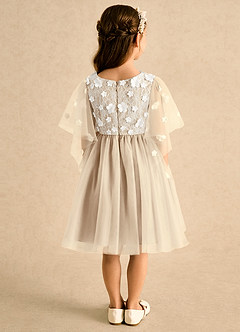 Azazie Mollie Flower Girl Dresses Champagne A-Line Lace Tulle Dress image2