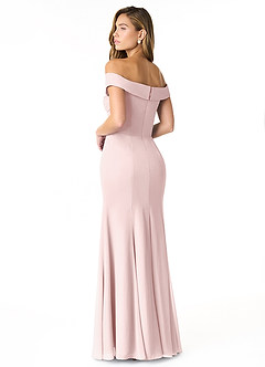 Azazie Lecia Bridesmaid Dresses Blushing Pink Empire Off-The-Shoulder Pleated Chiffon Convertible Dress image5