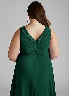 Azazie Flora Bridesmaid Dresses Emerald A-Line Pleated Chiffon Dress image14
