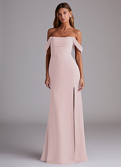 Azazie Saige Bridesmaid Dresses Blushing Pink A-Line Off the Shoulder Chiffon Convertible Dress image3