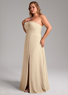 Azazie Wren Bridesmaid Dresses Champagne A-Line Side Slit Chiffon Convertible Dress image13
