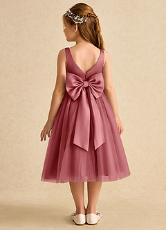 Azazie Firefly Blumenmädchenkleider A-Linie Schleifen Matte Satin Kleid Antike Rose image5