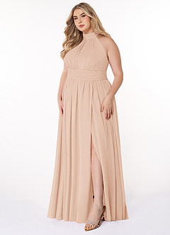 Azazie Iman Bridesmaid Dresses English Rose A-Line A-Line Ruched Chiffon Dress image10