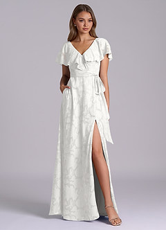 Azazie Lainey Morsiusneito Mekot A-linja taskuilla Floral Burnout Lattian pituus Pukeutua image3