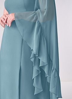 Barbie ♥ Azazie Bridesmaid Dresses Moody Blue A-Line Long Sleeve Chiffon Dress image10