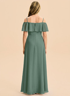 Azazie Maggie Junior Eucalyptus A-Line Off the Shoulder Chiffon Dress image2