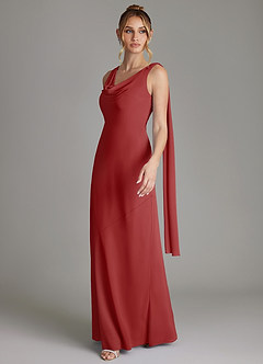 Azazie Essence Bridesmaid Dresses Rust Sheath Chiffon Dress image4