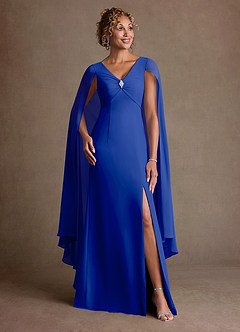 Azazie Boudica 신부의 어머니 드레스 A라인 주름진 쉬폰 플로어 길이 드레스 image3