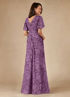 Azazie Emmeline Mother of the Bride Dresses Wisteria A-Line Pleated Floral Burnout Dress image2