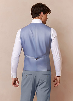 front Savile Azul Claro Chaleco de traje de mezcla de lana