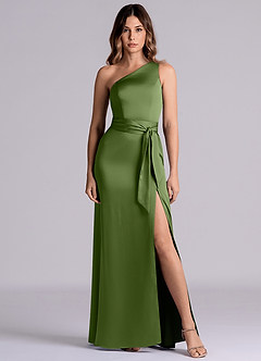 Azazie Phaedra Brautjungfernkleider A-Linie One-Shoulder Stretch-Satin Kleid Wacholder image2