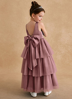 Azazie Megallie Flower Girl Dresses Vintage Mauve A-Line Bow Tulle Dress image1