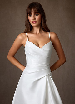 Azazie Adinah Wedding Dresses Diamond White A-Line Strapless Mikado Dress image5