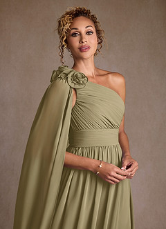 Azazie Lancaster Mother of the Bride Dresses Moss Green A-Line One Shoulder Chiffon Dress image4