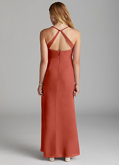 Azazie Becca Junior Meerjungfrau-Linie Chiffon Kleid Rotbraun image4