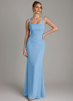 Azazie Agustina Abiti da Damigella Abito Sirena in Chiffon Corsetto Azzurro Polvere image1