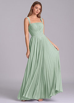 Azazie Mina Bridesmaid Dresses Agave A-Line Pleated Chiffon Dress image3