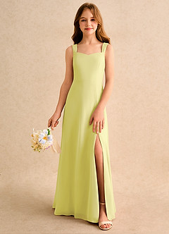 Azazie Makani Junior Formal Flower Girl Dresses Lemon Sorbet A-Line Sweetheart Neckline Chiffon Dress image3