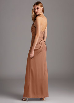 Azazie Lexie Final Sale Bronzer Sheath Strapless Stretch Satin Convertible Dress image5