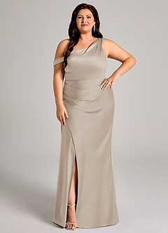 Azazie Madelyn Bridesmaid Dresses Frost Mermaid One Shoulder Stretch Satin Convertible Dress image10