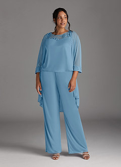 Azazie Frances vestidos de madre de la novia Vestido de Azul Acero de Malla de Mono/Traje de pantalón con Scoop image11