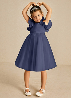 Azazie Kaeya Flower Girl Dresses Stormy A-Line Bow Tulle Dress image3