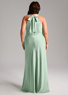 Azazie Doretta Bridesmaid Dresses Agave Mermaid Pleated Stretch Satin Dress image10