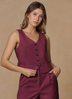 front Rowan Burgundy Refined Weave Performance vest