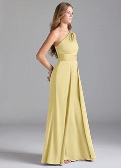 Azazie Dallas Bridesmaid Dresses Lemon Sorbet A-Line One Shoulder Stretch Satin Dress image4