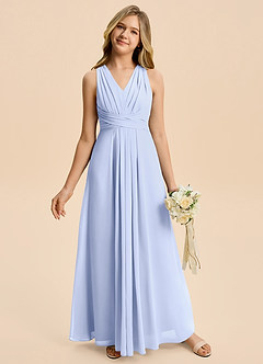 Azazie Kirsten Junior Ice A-Line Pleated Chiffon Dress image4
