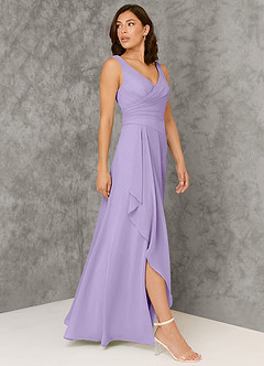 Azazie Kori Bridesmaid Dresses Lilac A-Line Pleated Chiffon Dress image3